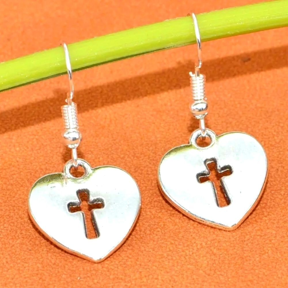Silver cross minimalist earrings